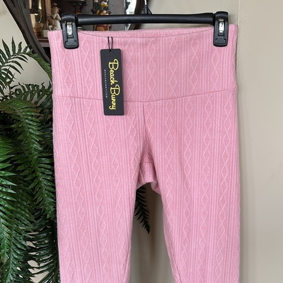 Brand New Beach Bunny Blush Pink Sweater Knit Harlow Pants Full Length Leggings - Picture 2 of 14